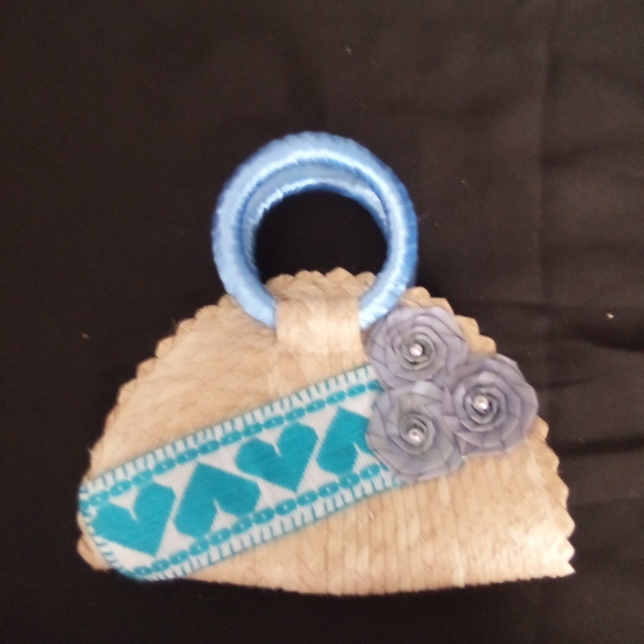 Handbags - Blue and Tan Handcrafted Women's Accessory  ( Box DD )